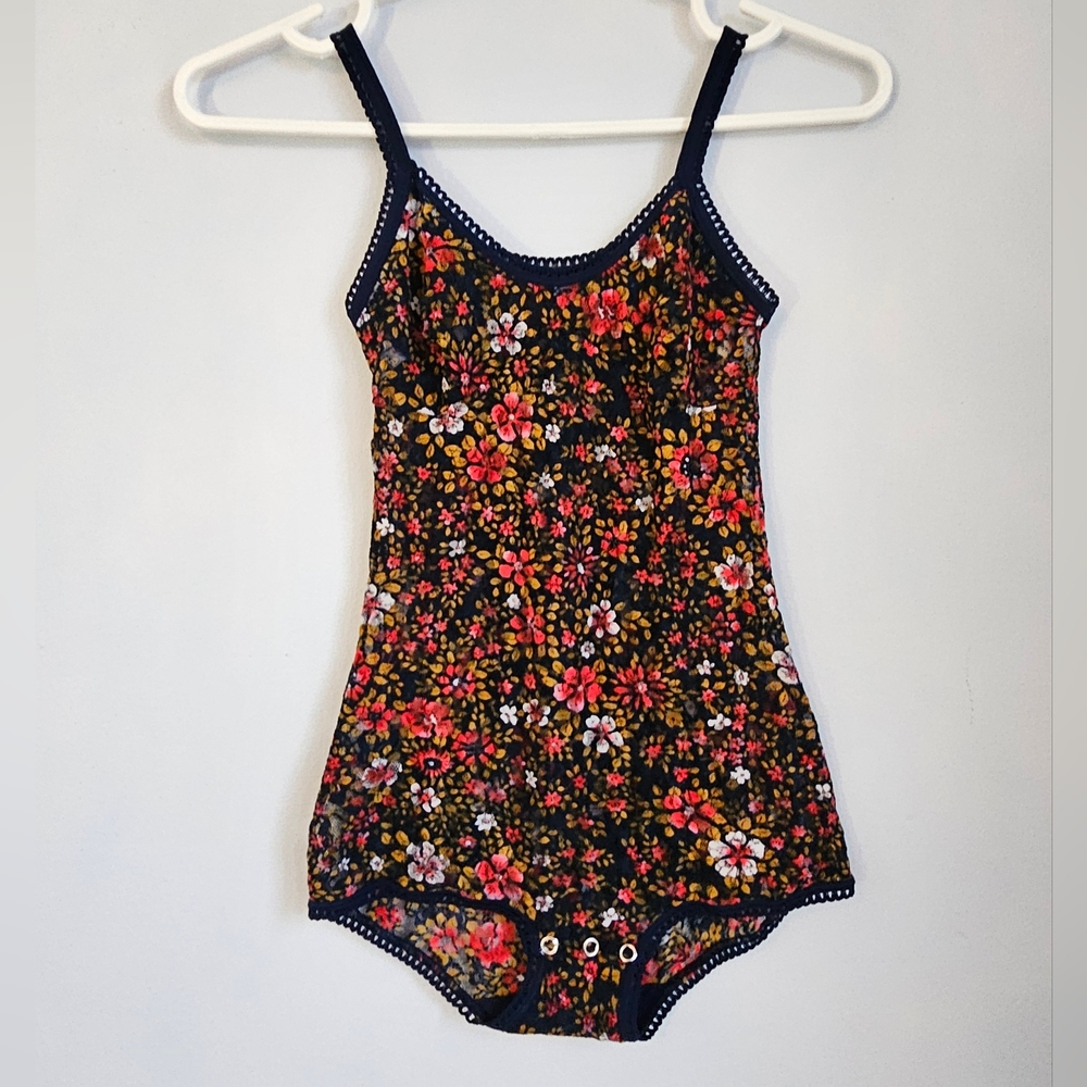 Floral Print Navy Women's Bodysuit